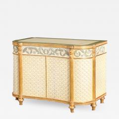 Vermillion of Los Angeles Suzanne Geismar Giltwood Blue White Paint Decorated Commode - 2730110