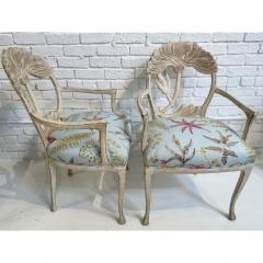 Vermillion of Los Angeles Vermillion Art Nouveau Flower Back Arm Chairs W Scalamandre Coral Seats a Pair - 3146394