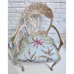 Vermillion of Los Angeles Vermillion Art Nouveau Flower Back Arm Chairs W Scalamandre Coral Seats a Pair - 3146397