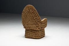 Vernacular Woven Straw Armchair France Early 20th Century - 4529869