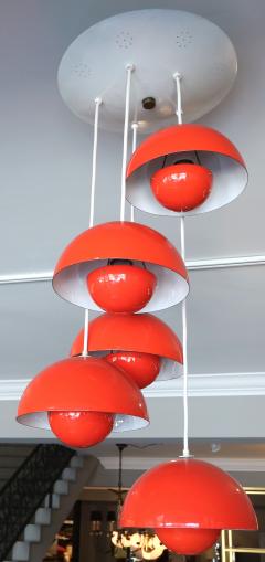 Verner Panton 1970s Red Metal Big Flower Pot Chandelier by Verner Panton - 294157