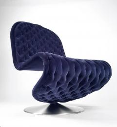 Verner Panton Danish Modern Verner Panton System 123 Deluxe Lounge Chair in Blue Velvet - 437710