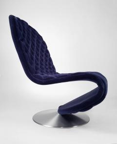 Verner Panton Danish Modern Verner Panton System 123 Deluxe Lounge Chair in Blue Velvet - 437711