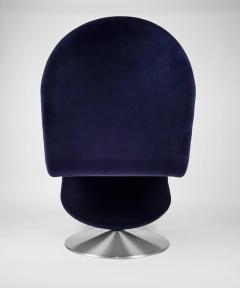 Verner Panton Danish Modern Verner Panton System 123 Deluxe Lounge Chair in Blue Velvet - 437714