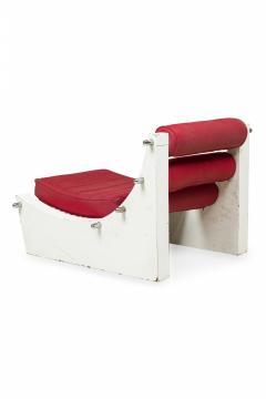 Verner Panton Pair of Verner Panton White Lacquer Chrome and Red Upholstered Slipper Chairs - 4274197