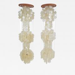 Verner Panton Pair of Very Large Verner Panton Capiz Shell Chandeliers - 1275848