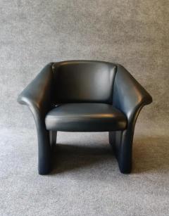 Verner Panton Post Modern 1980s Sculptural Ribbon Form Dark Blue Leather Lounge Chair - 3821126