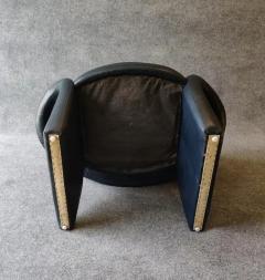 Verner Panton Post Modern 1980s Sculptural Ribbon Form Dark Blue Leather Lounge Chair - 3821148