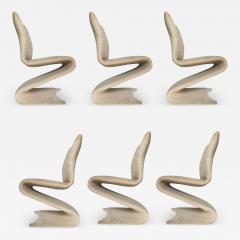 Verner Panton Set of 6 Mid Century Italian Modern Sculptural Dining Chairs After Verner Panton - 3719287