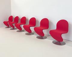 Verner Panton Set of 6 Red Mid Century Modern Chairs by Verner Panton - 2988958