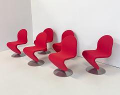 Verner Panton Set of 6 Red Mid Century Modern Chairs by Verner Panton - 2988959