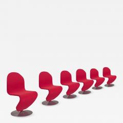 Verner Panton Set of 6 Red Mid Century Modern Chairs by Verner Panton - 2991249
