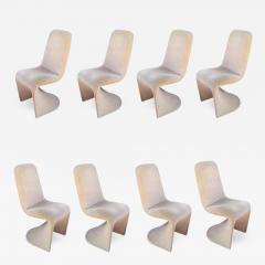 Verner Panton Set of 8 Mid Century Modern Sculptural Brass Dining Chairs After Verner Panton - 2237227