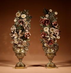 Very Decorative Italian Toleware And Brass Flower Vases Circa 1850 70 - 3658062