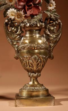 Very Decorative Italian Toleware And Brass Flower Vases Circa 1850 70 - 3658069