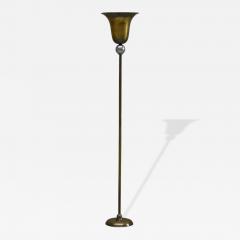 Very Elegant Art Deco Floor Lamp in Patinated Brass and Nickel Plated Brass 1930 - 4682450