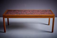 Very Fine high quality solid Oak and brass inlay framed Mosaik Coffee table 1950 - 3397712