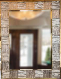 Very Large Artisan Brass Blown Clear Glass Wave Mirror Pair available - 1067561
