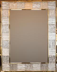 Very Large Artisan Brass Blown Clear Glass Wave Mirror Pair available - 1067562