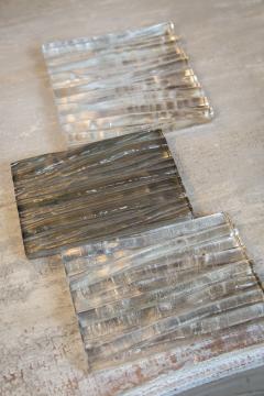 Very Large Artisan Brass Blown Clear Glass Wave Mirror Pair available - 1067565