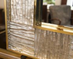 Very Large Artisan Brass Blown Clear Glass Wave Mirror Pair available - 1067568