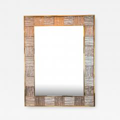Very Large Artisan Brass Blown Clear Glass Wave Mirror Pair available - 1067635