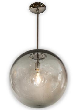 Very Large Italian Murano Glass Blown Grey Globe Chandelier or Pendant - 3196826