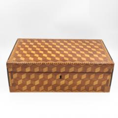 Very Large Marquetry Box with Impressive Tumbling Block inlay - 1364213