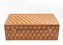 Very Large Marquetry Box with Impressive Tumbling Block inlay - 1364215