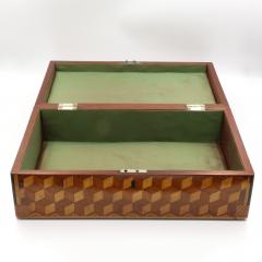 Very Large Marquetry Box with Impressive Tumbling Block inlay - 1364216