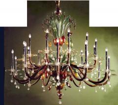 Very Large Multi Color Hand Blown Murano Venetian Glass Chandelier - 1610036
