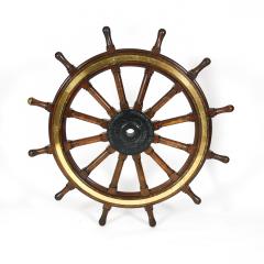 Very Large Scale Mahogany Iron and Brass Ship s Wheel - 1364254