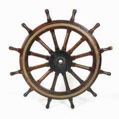 Very Large Scale Mahogany Iron and Brass Ship s Wheel - 1364256