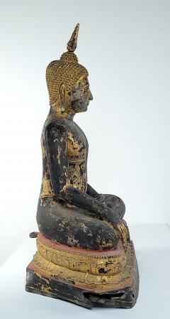 Very Large Seated Buddha in Bronze with Gilt Lacquer - 3444284