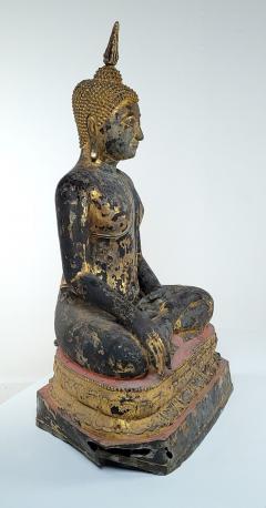 Very Large Seated Buddha in Bronze with Gilt Lacquer - 3444285