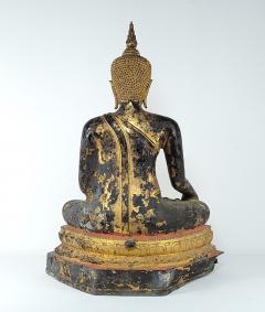Very Large Seated Buddha in Bronze with Gilt Lacquer - 3444286