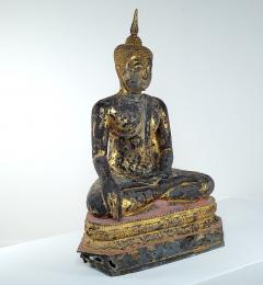 Very Large Seated Buddha in Bronze with Gilt Lacquer - 3444287