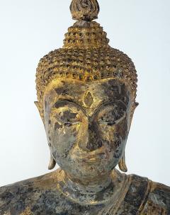 Very Large Seated Buddha in Bronze with Gilt Lacquer - 3444288