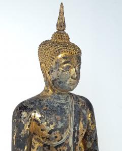 Very Large Seated Buddha in Bronze with Gilt Lacquer - 3444291