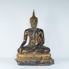 Very Large Seated Buddha in Bronze with Gilt Lacquer - 3444292