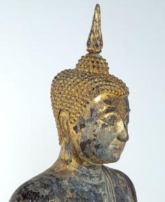 Very Large Seated Buddha in Bronze with Gilt Lacquer - 3444293