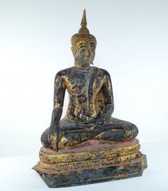 Very Large Seated Buddha in Bronze with Gilt Lacquer - 3444295