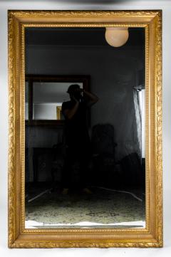 Very Large Vintage Gilded Wood Framed Hanging Wall Mantel Mirror - 555606