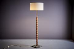 Very Nice Art deco Turned Cherry Wood Floor Lamp Cement base with Marble Finish - 3404757