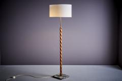 Very Nice Art deco Turned Cherry Wood Floor Lamp Cement base with Marble Finish - 3404758