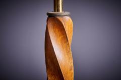 Very Nice Art deco Turned Cherry Wood Floor Lamp Cement base with Marble Finish - 3404760