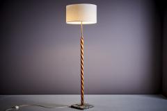 Very Nice Art deco Turned Cherry Wood Floor Lamp Cement base with Marble Finish - 3404763