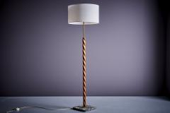 Very Nice Art deco Turned Cherry Wood Floor Lamp Cement base with Marble Finish - 3404764