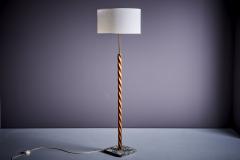 Very Nice Art deco Turned Cherry Wood Floor Lamp Cement base with Marble Finish - 3404765