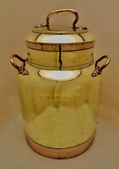 Very Rare Dutch Folk Art Brass and Copper Milk Churn - 3276934